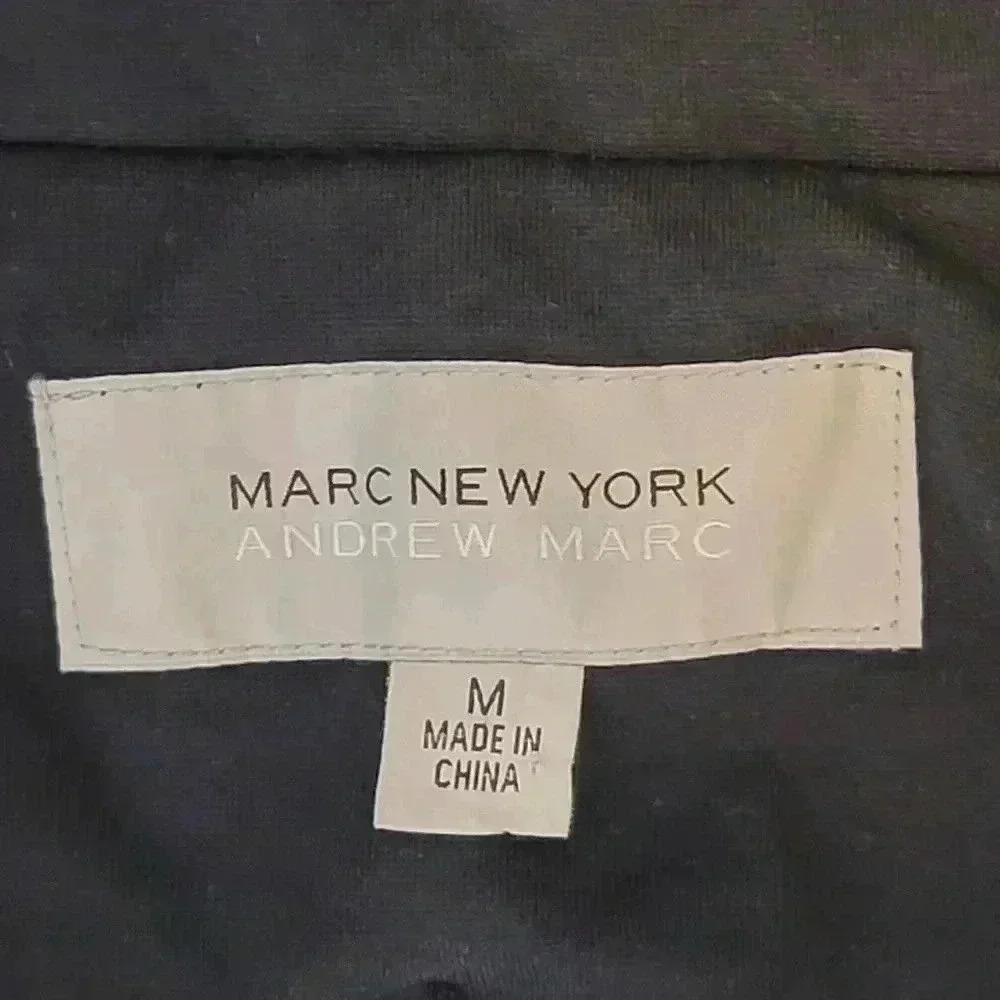 Marc NY Andrew Marc Knit Moto Navy Jacket Size Medium - Picture 4 of 12